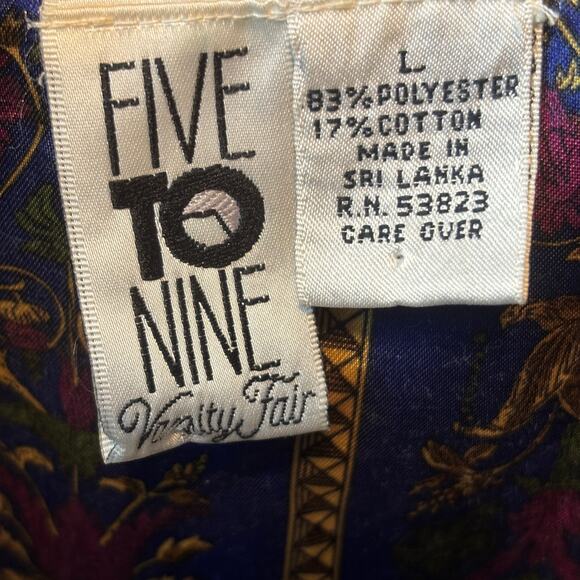 Vintage Vanity Fair Button Up Nightgown Robe Long Sleeve Royal Blue Large - Picture 5 of 8